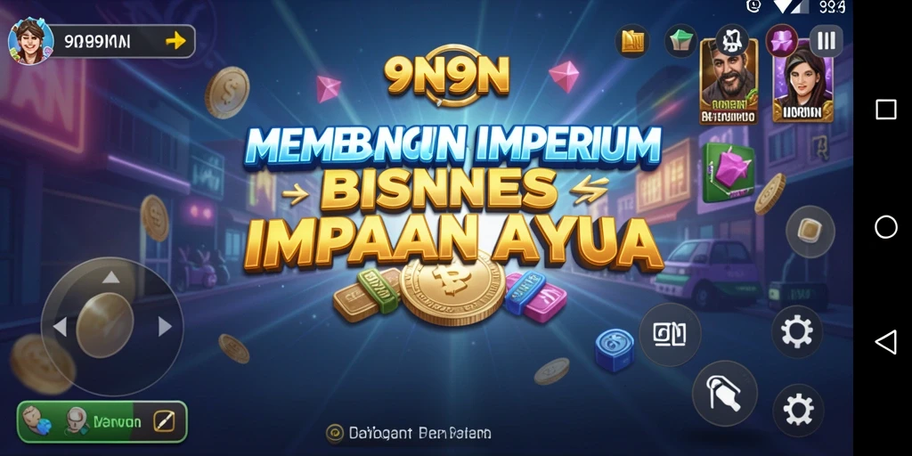 Screenshot gameplay 9N9N yang menunjukkan strategi bisnis yang cerdas.