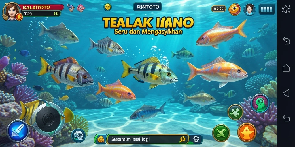 Screenshot gameplay BALAITOTO dengan aksi menangkap ikan yang seru.