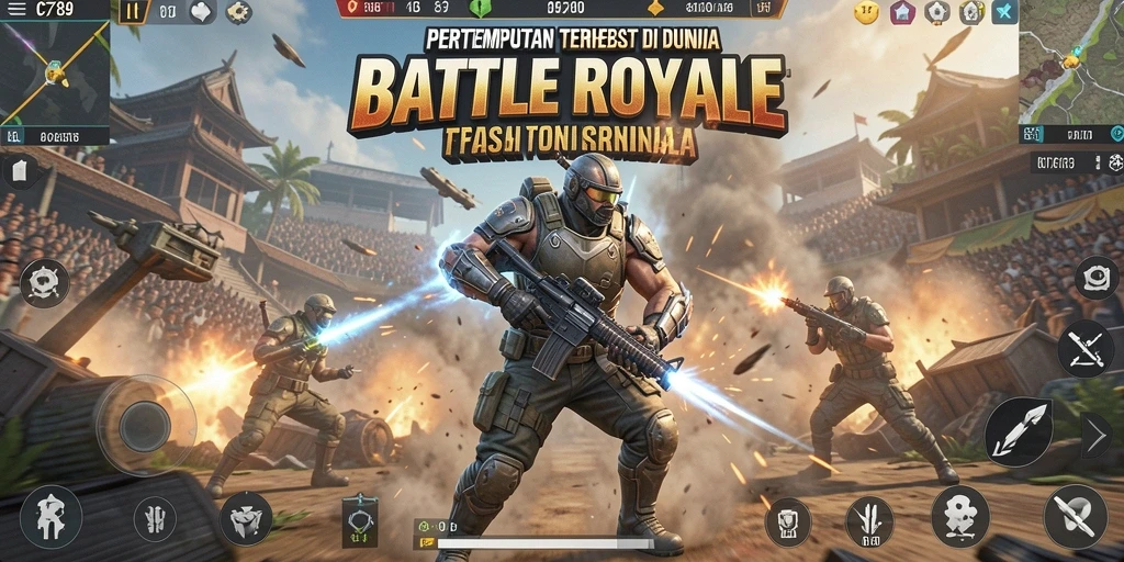 Tampilan seru pertempuran dalam game Battle Royale.