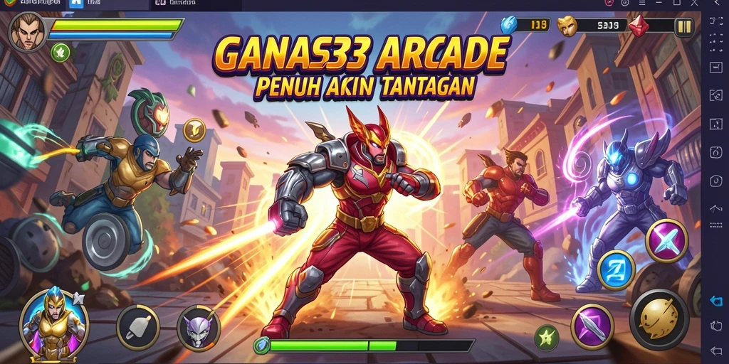 Screenshot utama yang menampilkan aksi seru dalam gameplay Arcade yang intens.