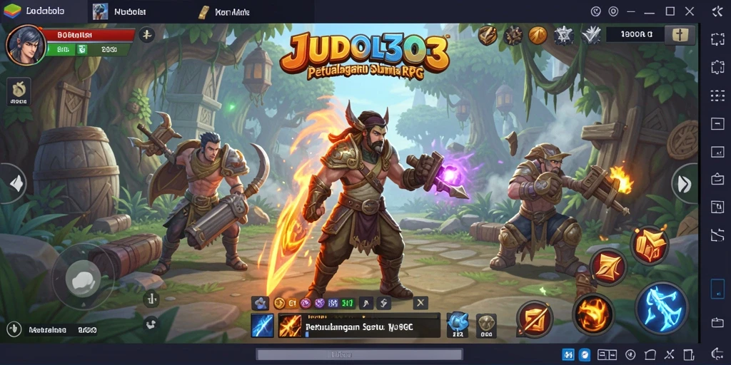 Screenshot JUDOL303 menampilkan pertempuran seru di dunia RPG.