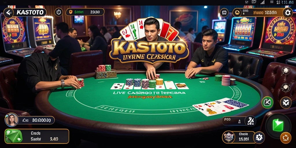 Screenshot KASTOTO menampilkan dealer langsung dan gameplay yang mendebarkan.