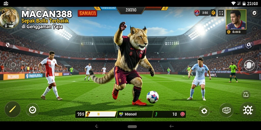Tangkapan layar <strong>MACAN388</strong> menampilkan aksi permainan sepak bola yang spektakuler.