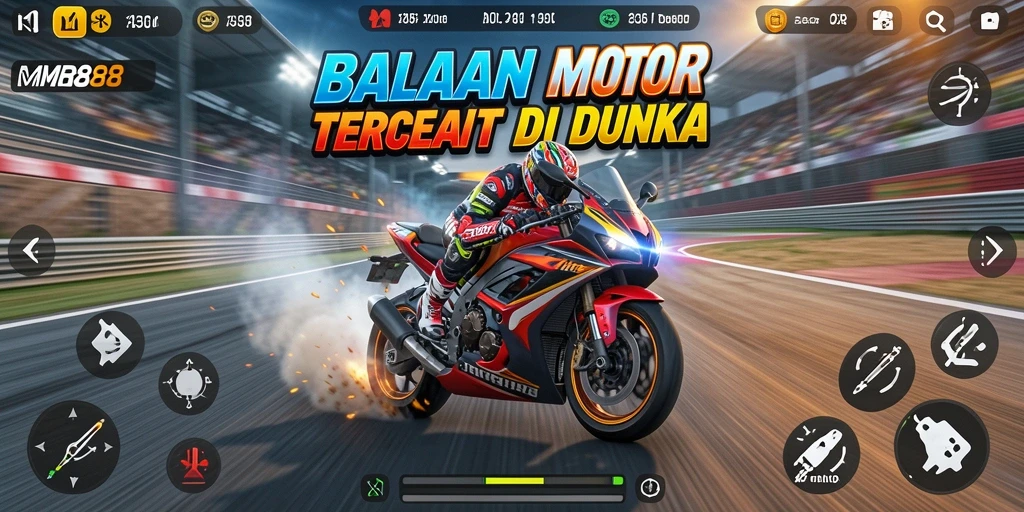 Tampilan gameplay menegangkan di MR888 saat bersaing di lintasan balap.