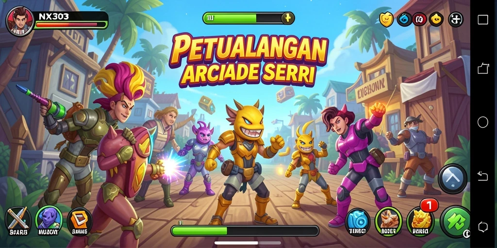 Tampilan seru dari gameplay NX303 saat karakter beraksi di level menantang.