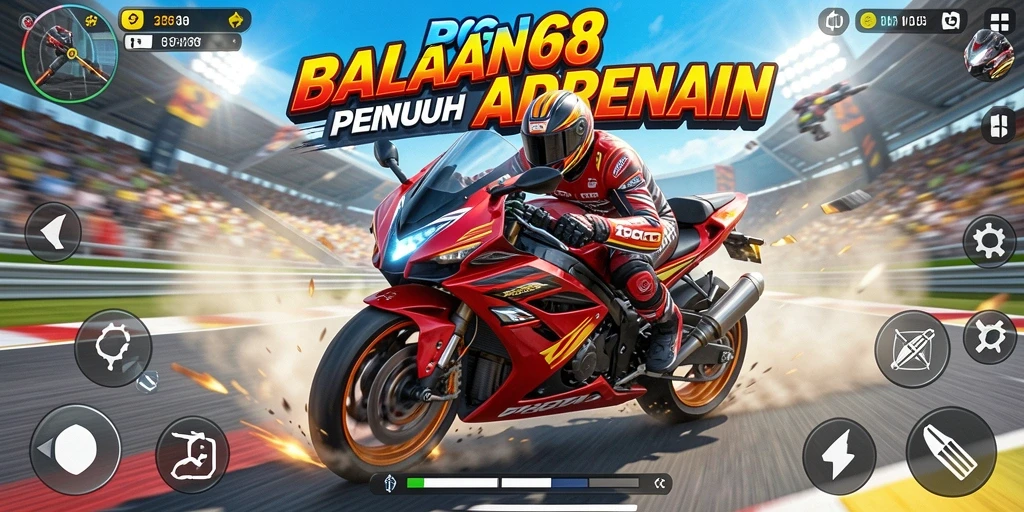 Gameplay PGG68 menampilkan balapan motor yang seru dan menegangkan.