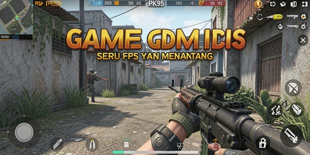Tampilan gameplay PK95 dengan grafik yang memukau dan aksi tembak-menembak mendebarkan.