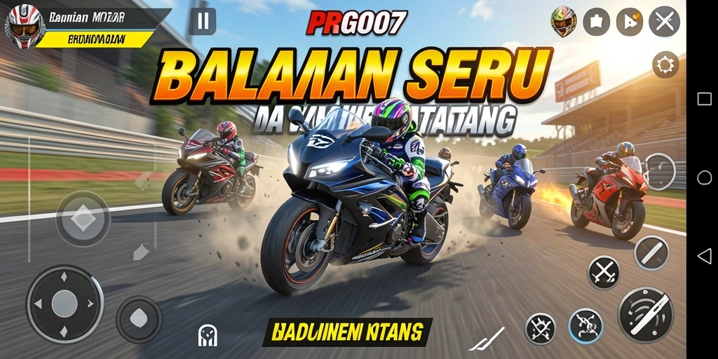 Tampilan gameplay balapan motor yang mendebarkan dan penuh aksi.