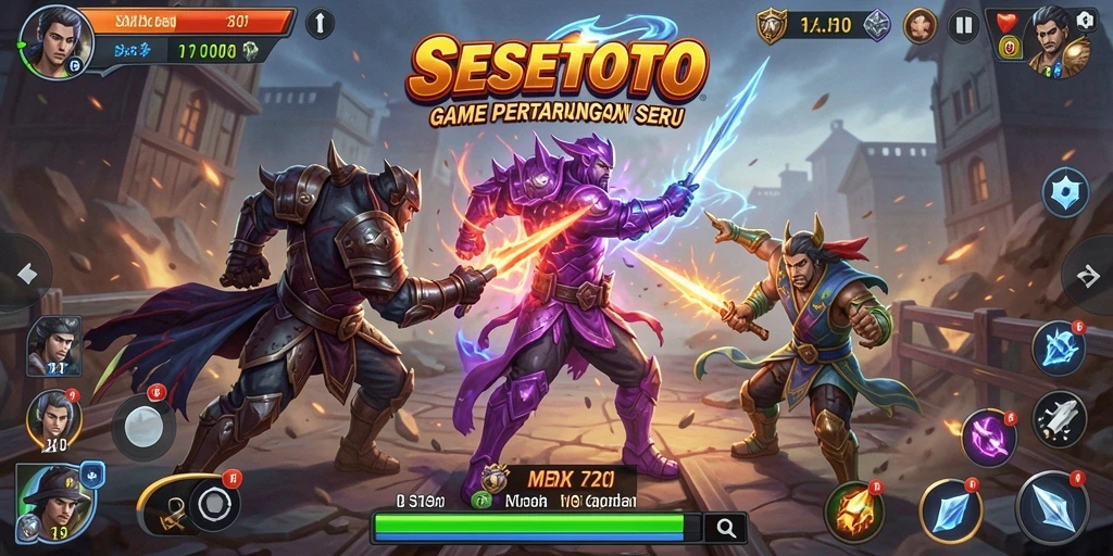 Tangkapan layar SESETOTO menampilkan pertarungan epik antara karakter utama.