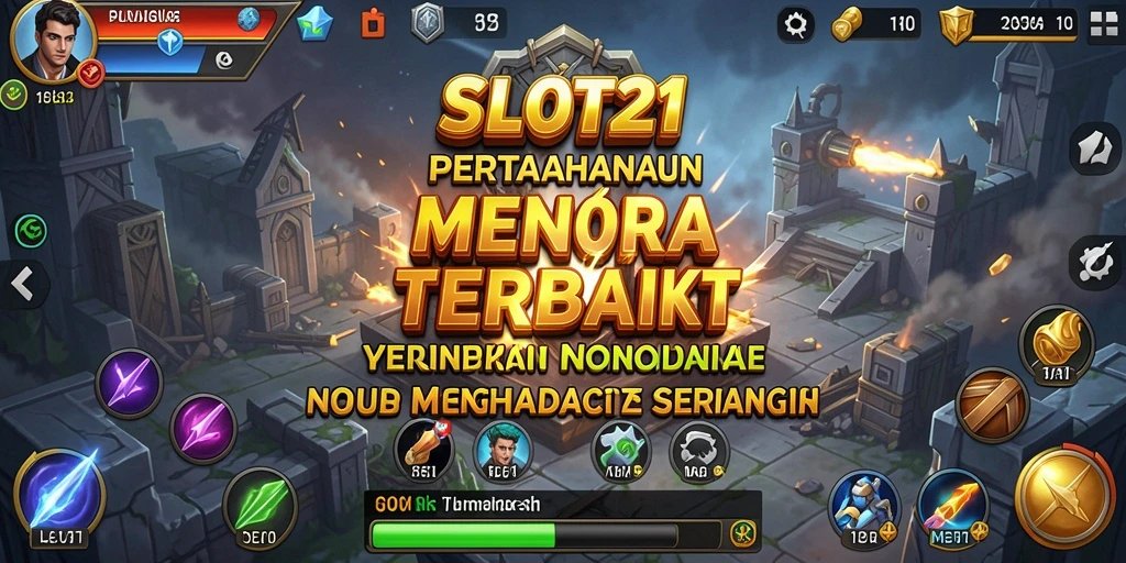 Gambaran gameplay seru dari SLOT21 dalam pertempuran Tower Defense.