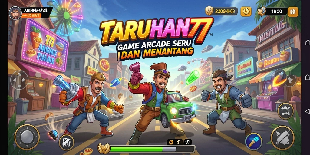 Screenshot utama TARUHAN77 menampilkan pengalaman gameplay arcade yang mendebarkan.