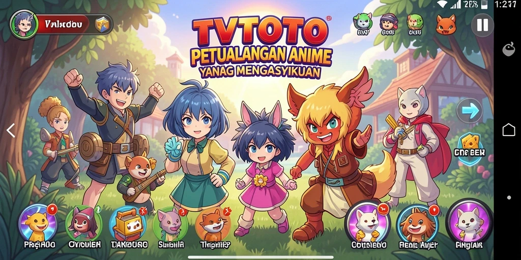 Tampilan gameplay <strong>TVTOTO</strong> yang penuh warna dan dinamis.