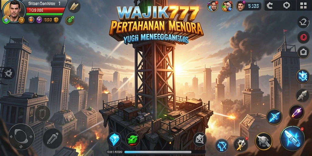 Tangkapan layar gameplay WAJIK777 dengan aksi menara pertahanan yang mendebarkan.