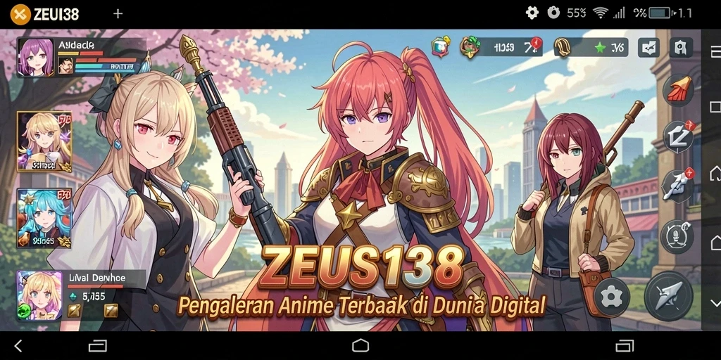 Tampilan gameplay ZEUS138 dengan karakter Anime yang kaya warna.